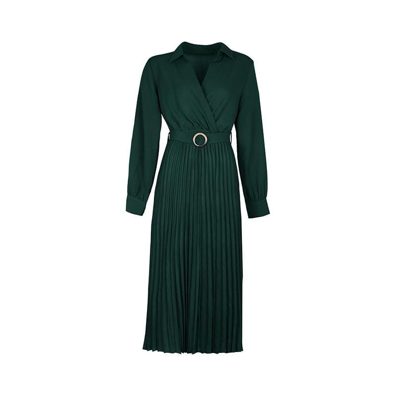 Dark Green V-neck Dress