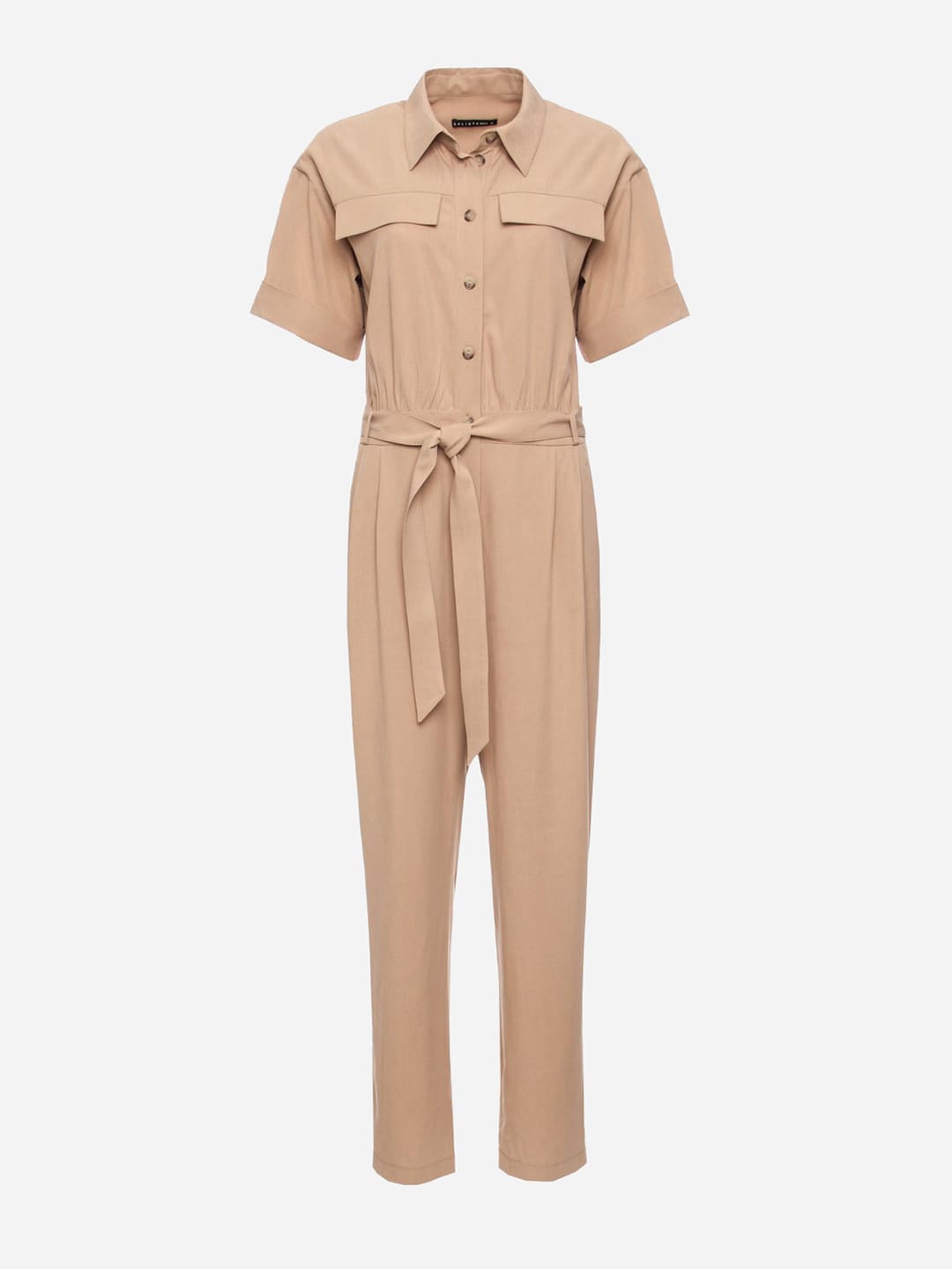 Beige Safari Style Jumpsuit