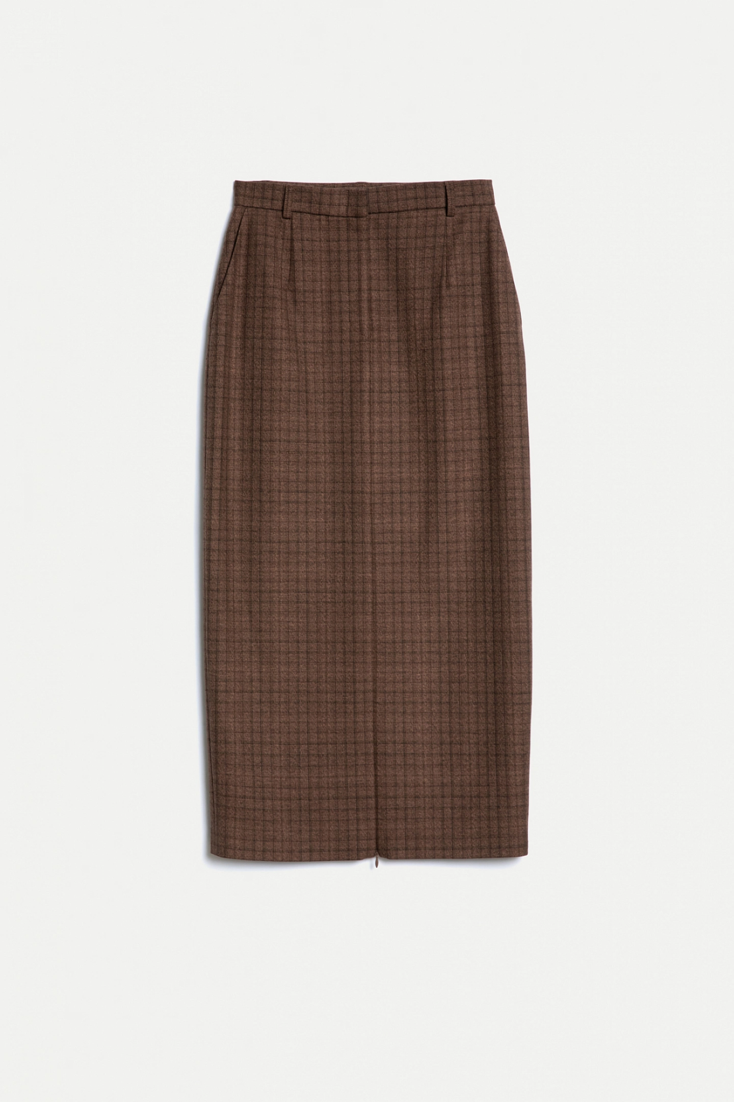 Brown Straight Skirt with Zippers